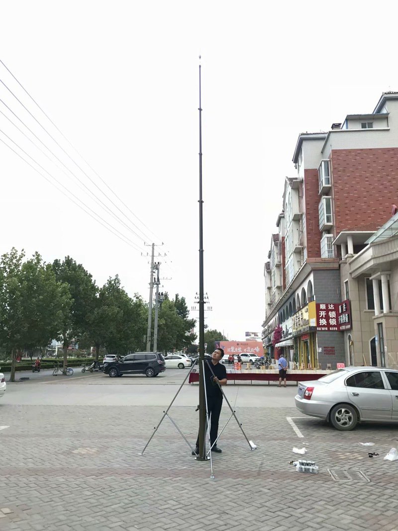 野外训练通信光缆牵引车载升降杆避雷针