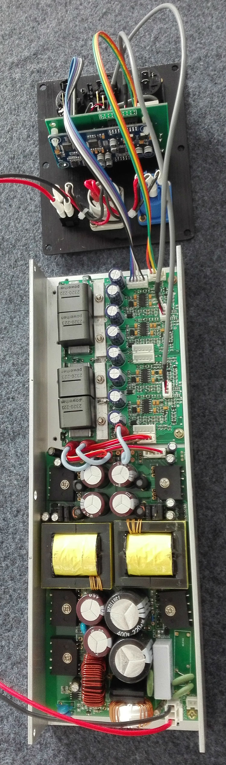 线阵音箱DSP有源功放模块8欧4x400W可全频可低音频点任设开关电源