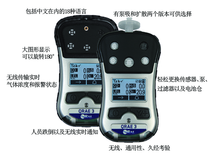 消防用便携式四合一气体检测仪华瑞PGM-2500