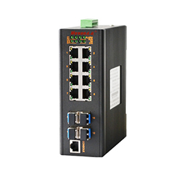 MIE-2412M  8GE+4GSFP卡轨式全千兆网管型工业以太网交换机
