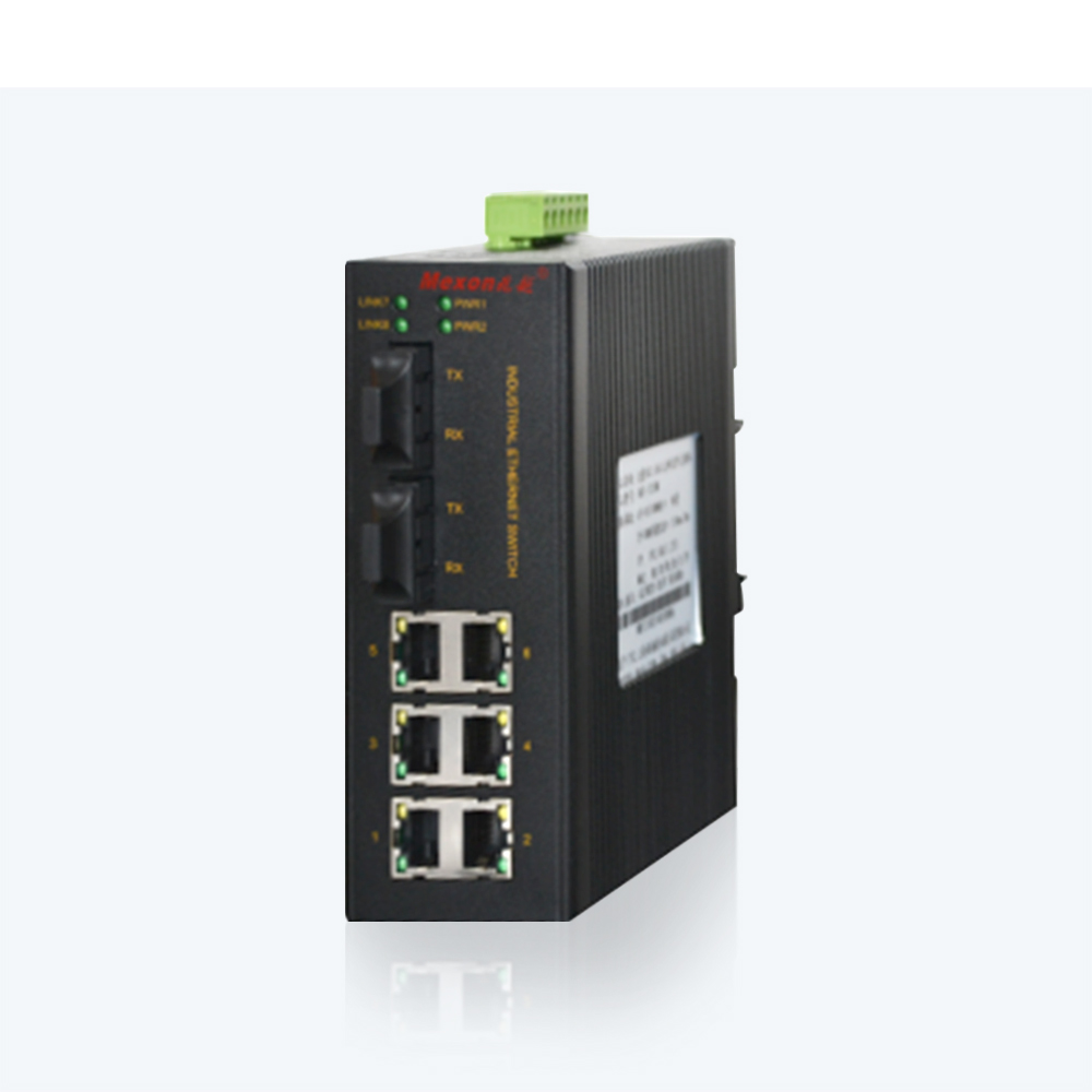 MIE-1208P 6FE+2F卡轨式百兆非网管POE工业以太网交换机