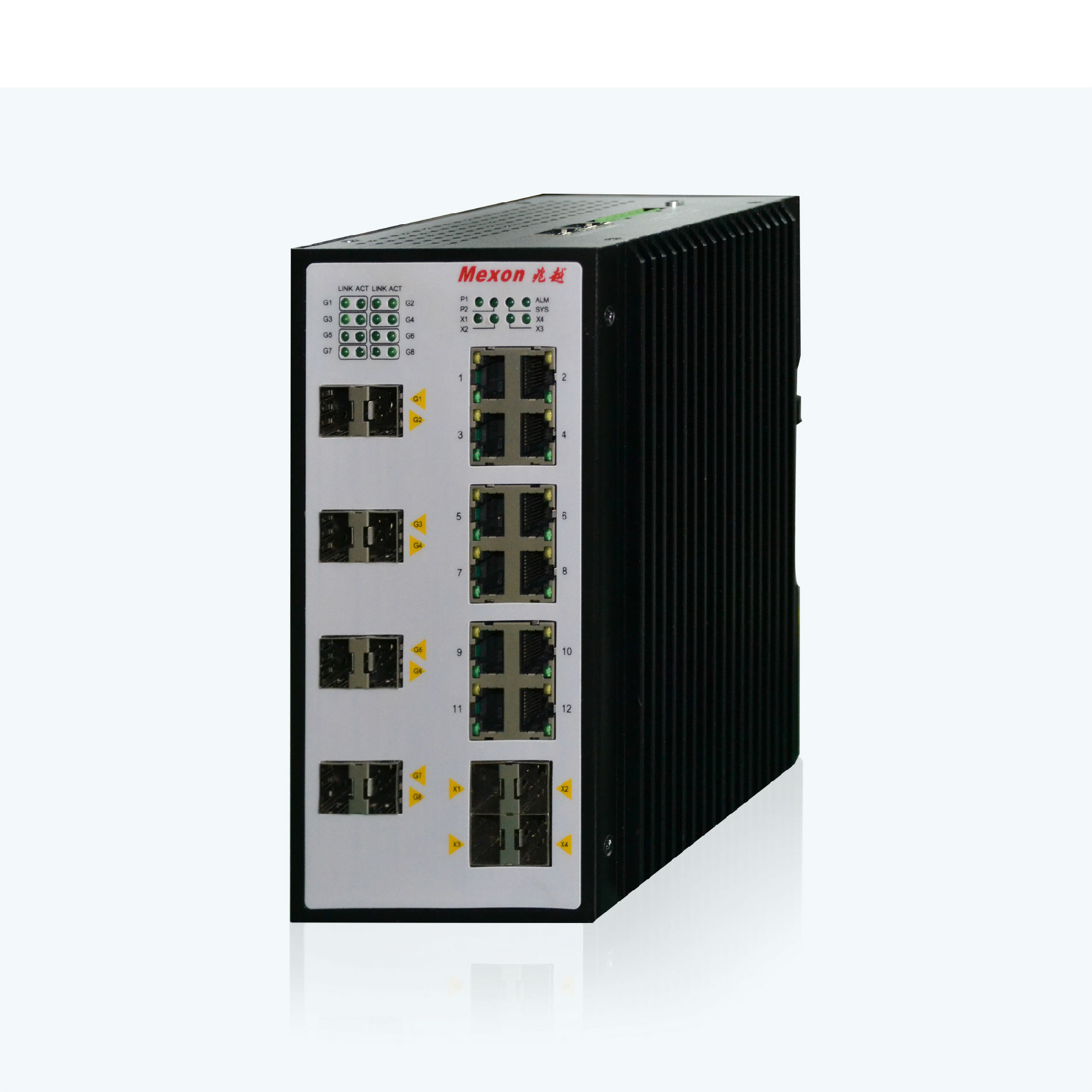 Cronet CC-3920 12GE+8G/4T 卡轨式三层千兆/万兆工业以太网交换机    