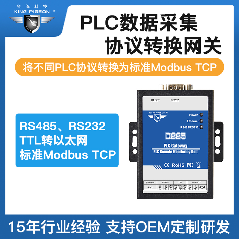 金鸽D225各类PLC远程调试下载程序协议转换网关