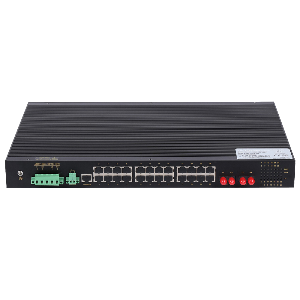 KNEWLINK工业级二层网管型百兆2光24电机架式电力交换机