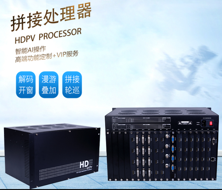 多屏图像拼接处理器高清视频数字矩阵解码监控4进4出8/12/16/20出
