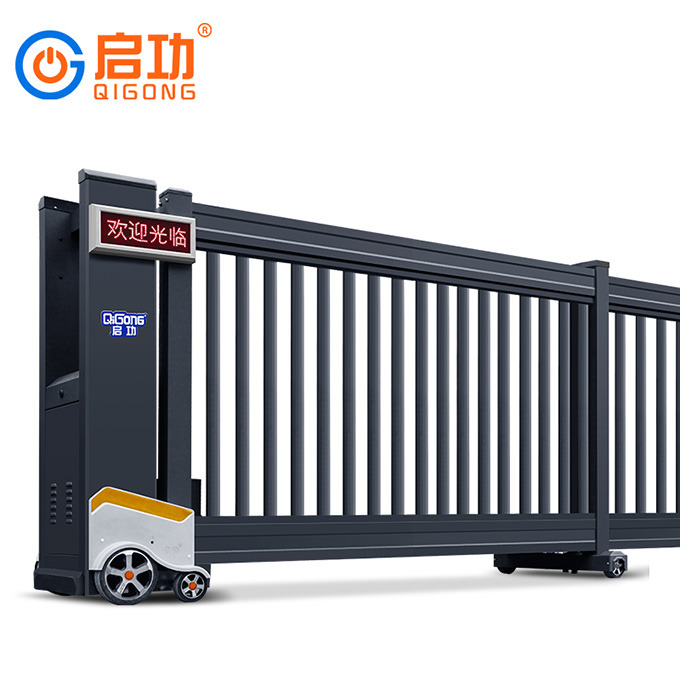 启功动19-D2厂区电动铝合金工业大门悬浮门段滑门直线门定制