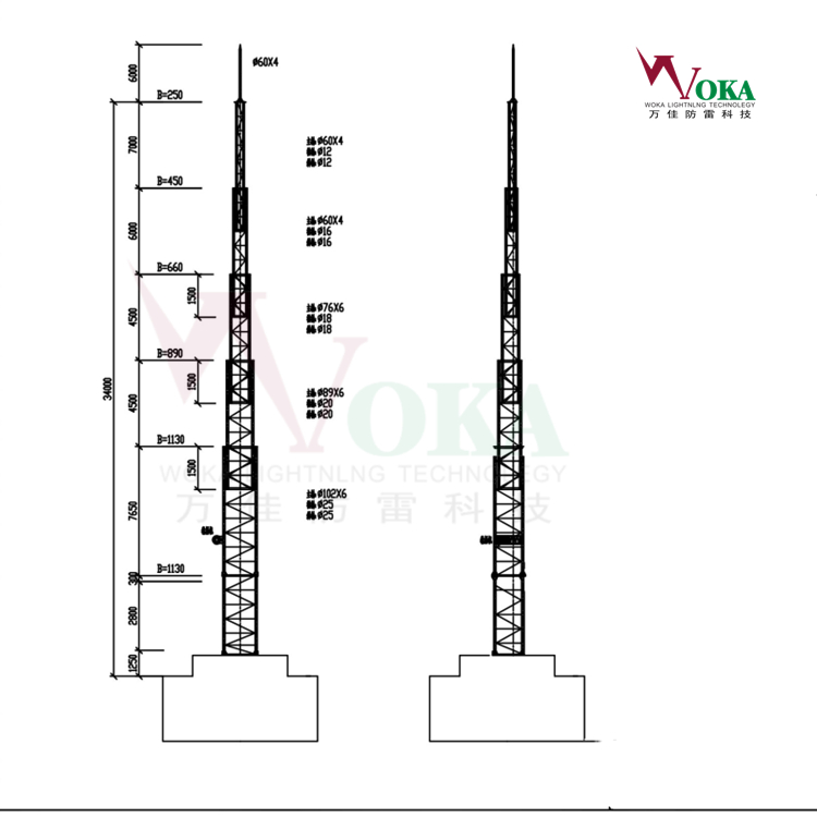 20米可搬运快装升降式避雷针 35米可放倒快装升降式避雷塔