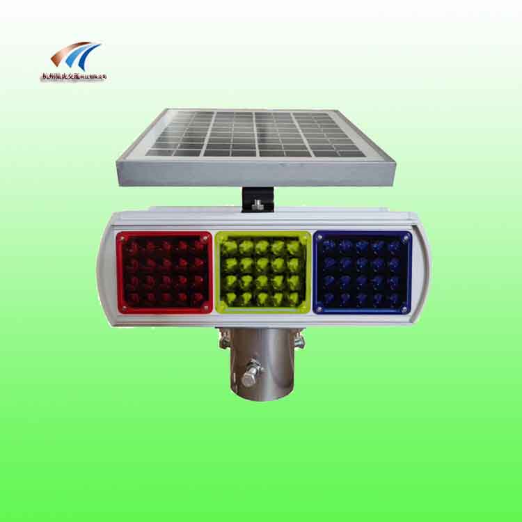 红黄蓝太阳能爆闪灯 三灯双面爆闪灯 交通设施厂家