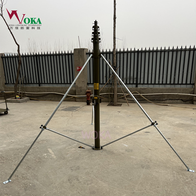 手动伸缩桅杆 自锁式手动升降杆 可移动带底座升降避雷针