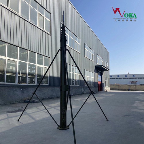 18米手动升降避雷针 地面帐篷机动式避雷针 可移动防雷伸缩杆