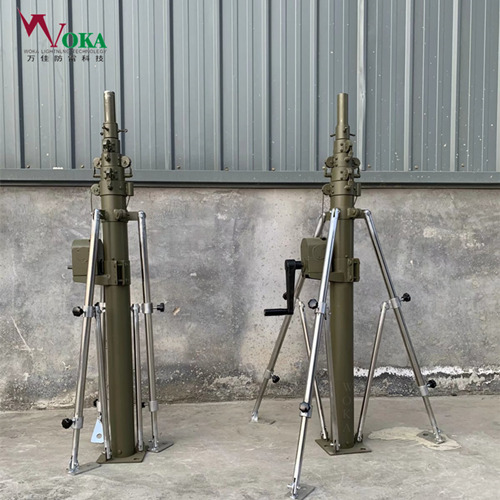 5米手动升降桅杆 车载升降避雷针 侧倒伏式手摇升降杆