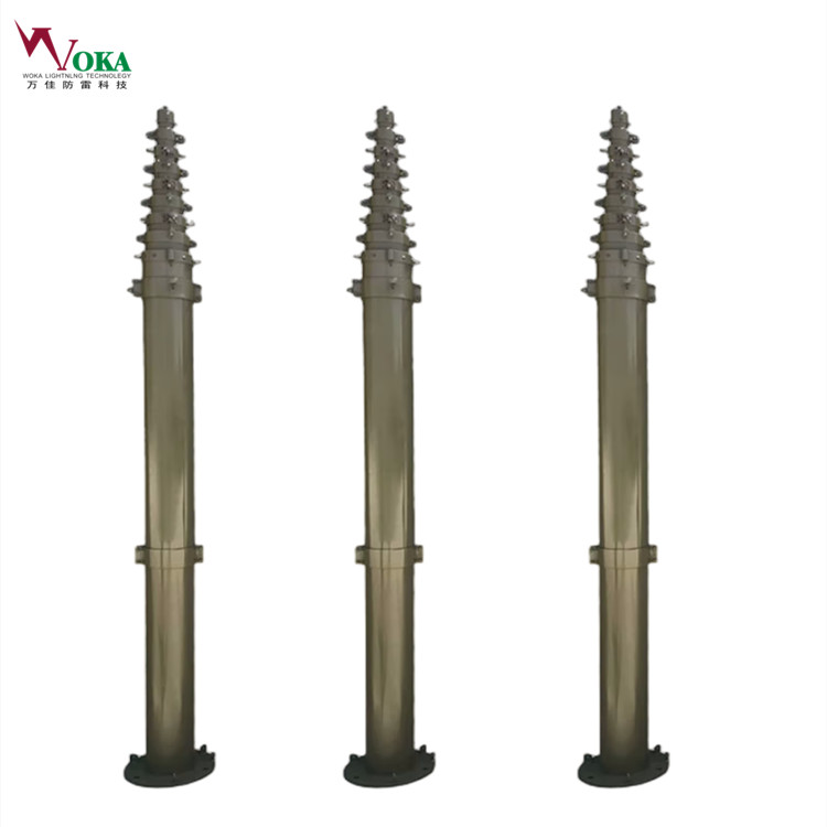 10米手动升降避雷针 野外驻训便携式避雷针 雷电峰值记录仪