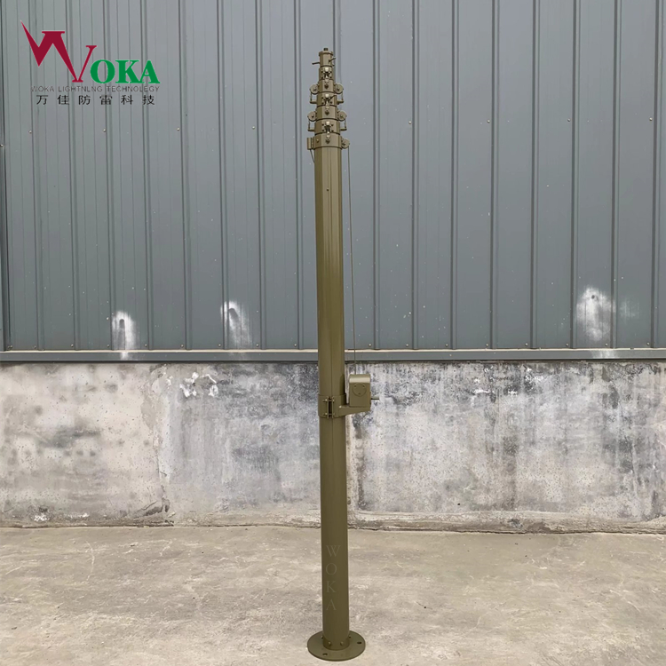 12米手动升降避雷针 可移动伸缩式避雷针 雷电预警装置
