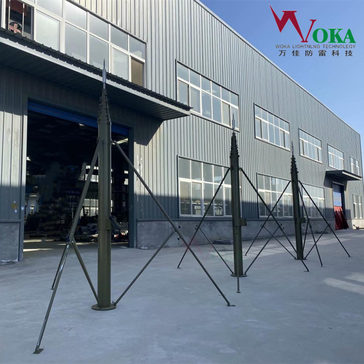 15米手动升降避雷针 8米车载伸缩避雷针 机动式野战避雷装置
